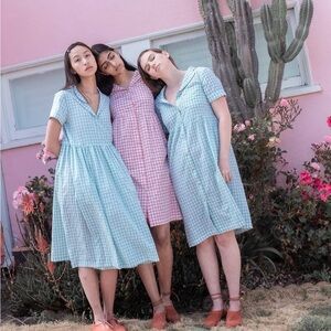 OFFON checkered cotton wrap dress